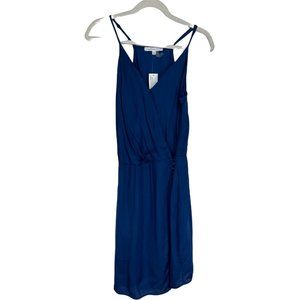 NWT Young Fabulous & Broke Women's Size L Wrap Dress Sleeveless Side Button Blue